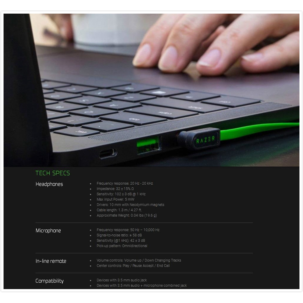 Tai Nghe Nhét Tai Hammerhead V2 Pro Razer Chống Ồn Kèm Mic Chuyên Dụng Chơi Game Cho Điện Thoại Máy Tính