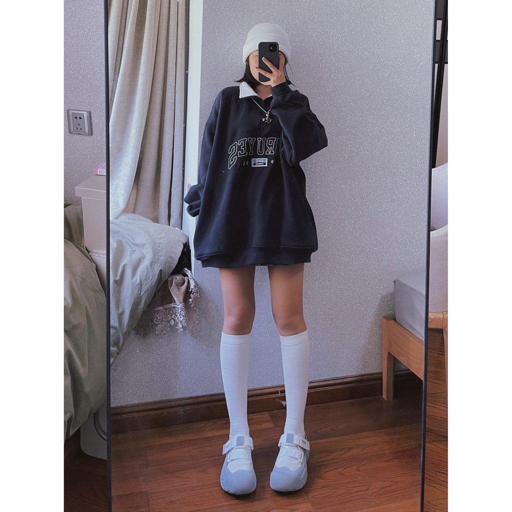 Mặc gì đẹp: Áo sweater nữ form rộng Unisex FOR siêu xinh PT7 phong cách Hàn Quốc, Áo hoodie nỉ không mũ oversize streetwear