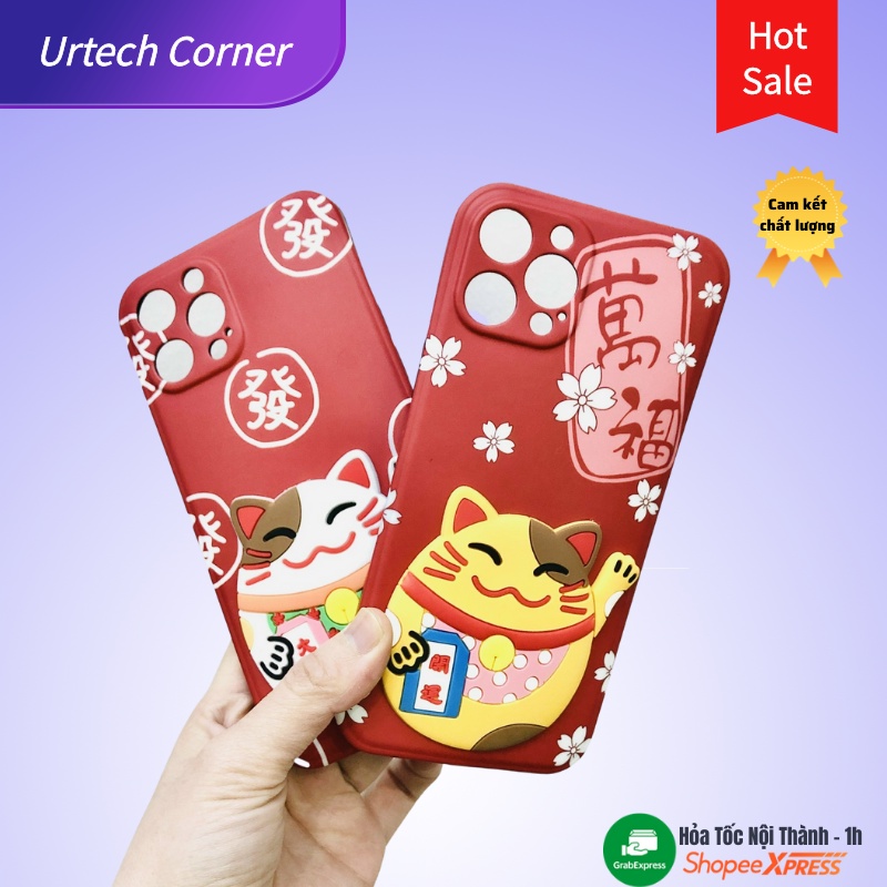 Ốp iphone mèo đỏ thần tài Urtechcorner 7G/7P/8P/X/XR/Xsmax/ Iphone 11/11 Promax/12/12 Pro/12 Promax cute lưng mềm