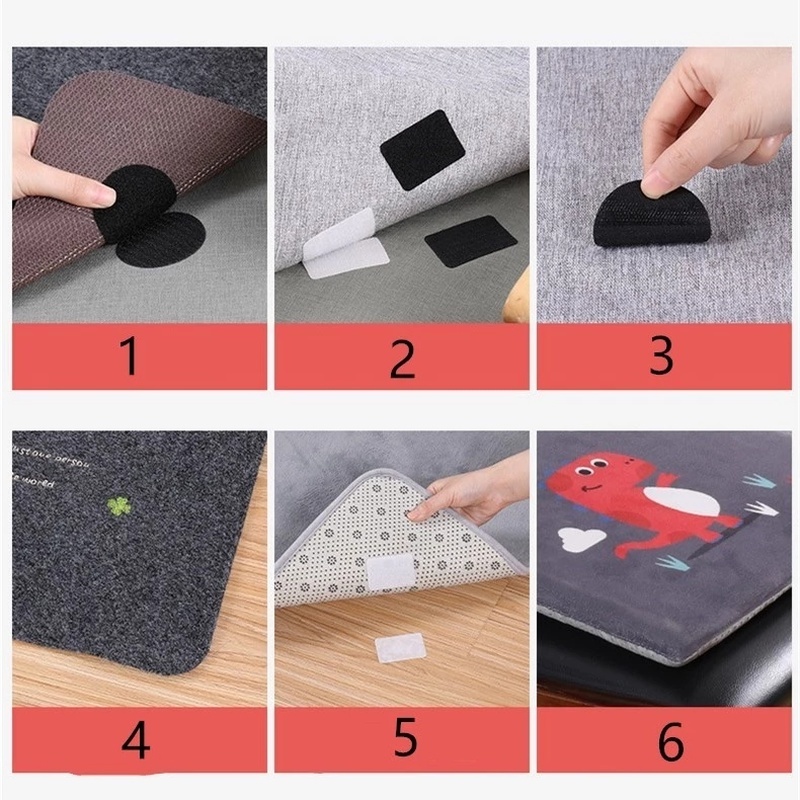 Set 5 Cặp Miếng Dán Cố Định Thảm Lót Sàn Chống Trượt Tự Dính Tiện Lợi