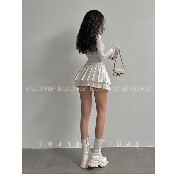 SET CHÂN VÁY 2 TẦNG và ÁO RÚT SƯỜN