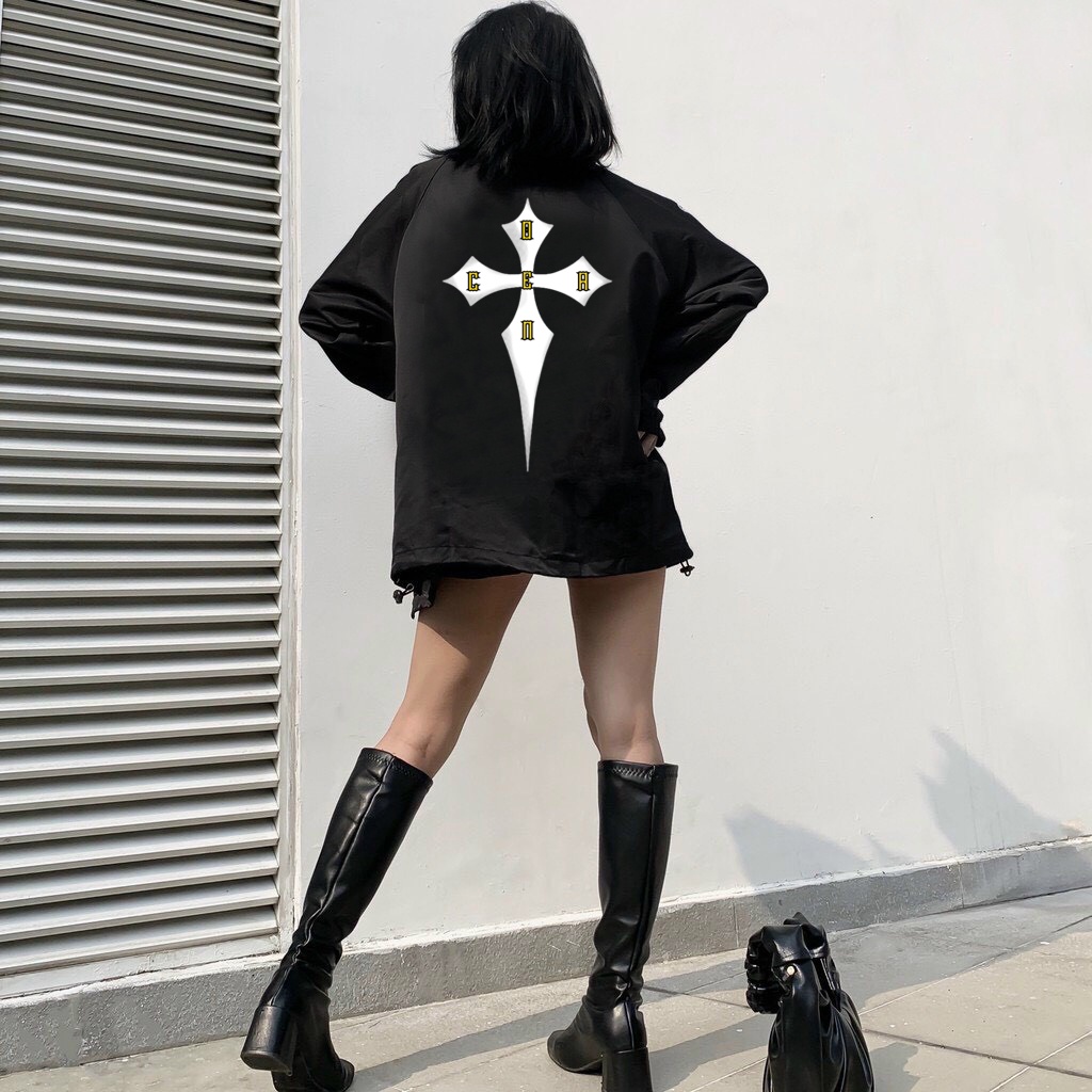 Áo khoác jacket CROSS OCEAN dù 2 lớp Local Brand unisex - Áo khoác nam nữ Ullzang Basic có form rộng XL - OCEAN.CLO