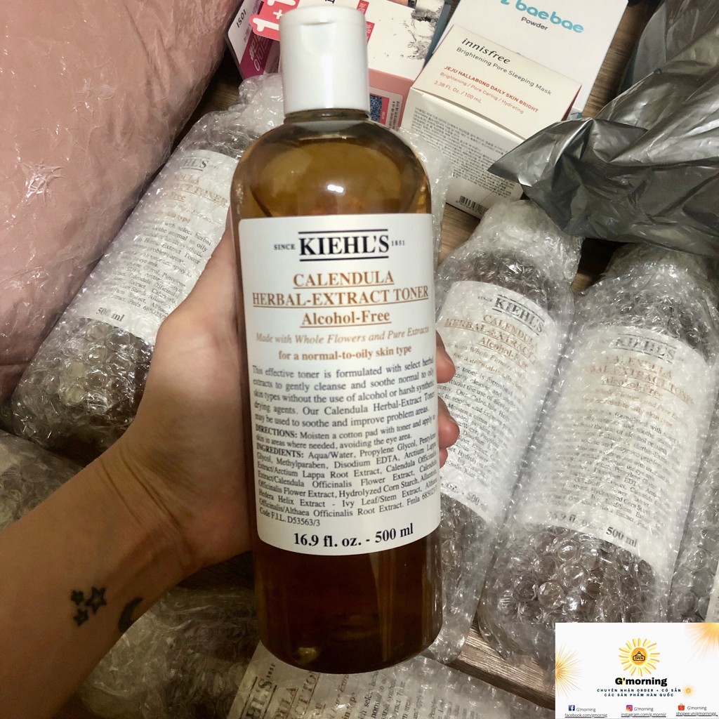 Toner Hoa Cúc ☀️Kiehl's Calendula Herbal-Extract Toner Alcohol-Free☀️ Nước Cân Bằng Cho Da Dầu, Bình Thường, 500ml