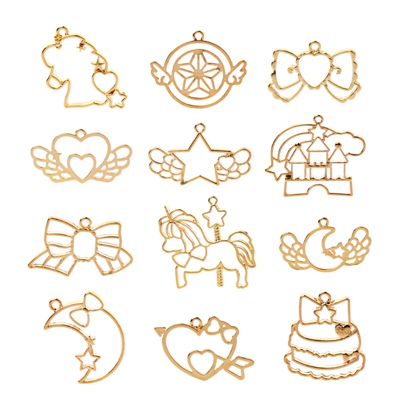 Sa Mặt Dây Chuyền 12 Kiểu Khung Kim Loại Làm Trang Sức Thủ Công