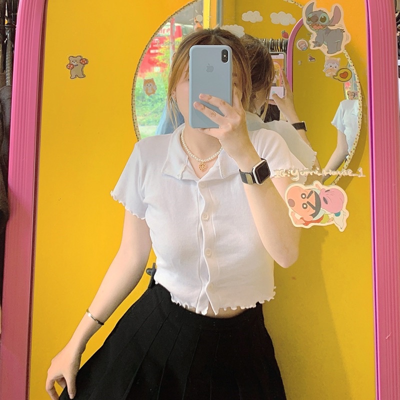 [Mã 11FASHIONSALE1 giảm 10K đơn 50K] Áo croptop polo Cổ V [ FREESHIP ] chất thun dày mặc siêu tôn dáng [ ẢNH THẬT ] | BigBuy360 - bigbuy360.vn