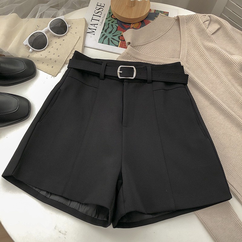 Quần short nữ ống rộng cạp cao, Quần đùi nữ không đai chất liệu tuyết mưa mềm mịn đẹp