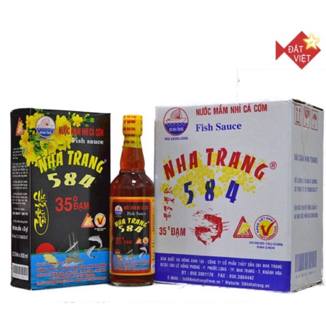 THÙNG 6 CHAI NƯỚC MẮM 584 NHA TRANG 35 ĐỘ ĐẠM 510ML