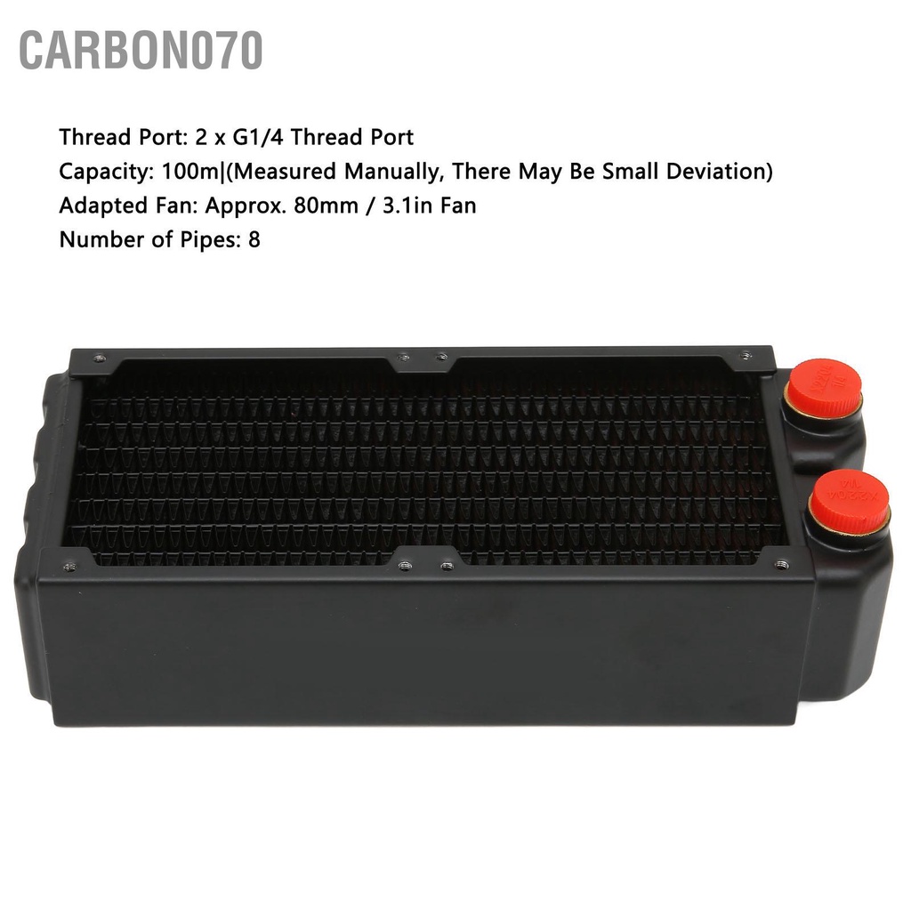 Carbon070 Bộ tản nhiệt làm mát Lớp kép 8 ống G1 / 4 Quạt đôi ren nước với vít để khắc Máy in