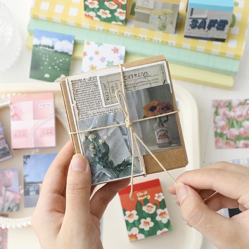 KimiTape Quyển 50 tờ giấy nền vintage trang trí Nhật ký, Bullet Journal