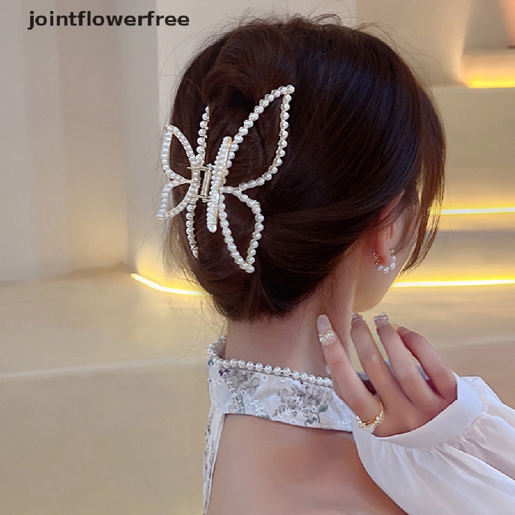 Kẹp Tóc Bướm Đính Đá / Ngọc Trai Thanh Lịch Cho Nữ