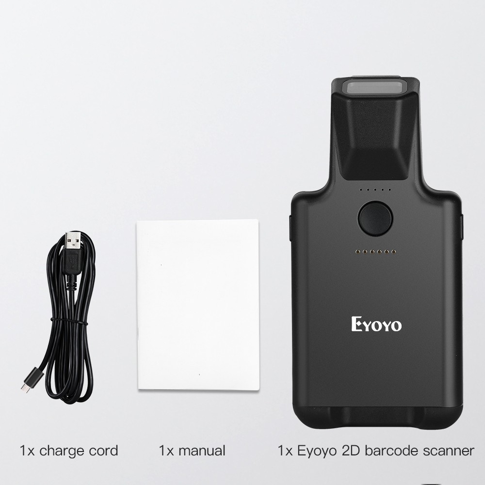 Eyoyo 2D Back Clip Bluetooth Barcode Scanner Work with Phone, Portable Barcode Reader with Bluetooth Function 1D 2D QR Image Scanner PDF417 Data Matrix Code Maxicode Scanning Compatible with Android, iOS System