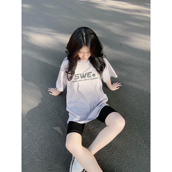 Sét áo Swe chữ đen in 2 mặt + quần legging TH6