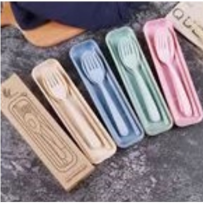 Bộ muỗng đũa cán gỗ sang trọng - Bộ Muỗng Lúa Mạch- Có hộp đựng tiện lợi mang đi