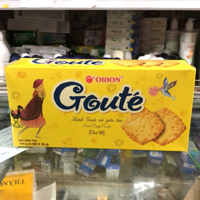 Bánh Goute Mè Giòn Tan Hộp 144g (4 gói x36g)
