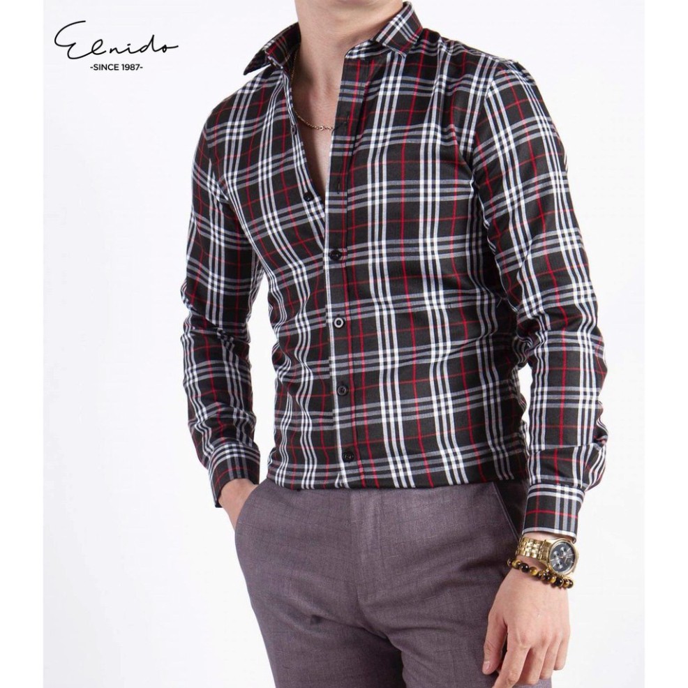 (FREESHIP 50K) (SIÊU PHẨM) Áo sơ mi nam cổ bẻ họa tiết kẻ phong cách thời trang Hàn Quốc ELNIDO flasksale | BigBuy360 - bigbuy360.vn