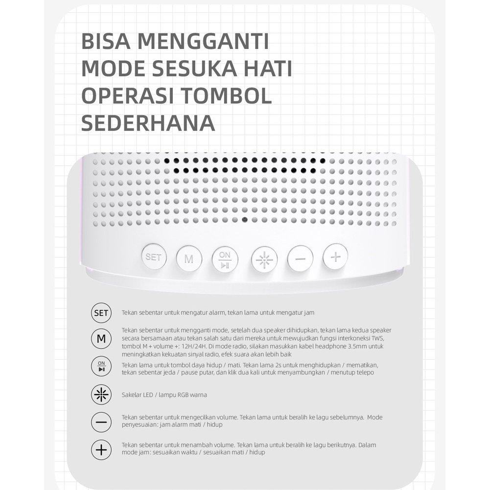 Loa bluetooth mini FengZhi Life cao cấp 5w 5.0 bass pin trâu 1200mah khe thẻ nhớ đồng hồ đèn led chính hãng phòng ngủ