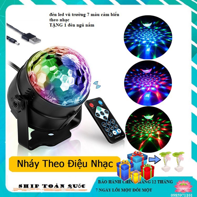 Đèn bay phòng chớp 7 màu theo nhạc 3d huyền ảo có led xoay nháy theo nhạc siêu sáng cho sân khấu, quẩy bar, vũ trường