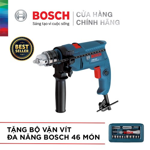 Combo Máy khoan động lực Bosch GSB 550 + Bộ vặn vít đa năng Bosch 46 món