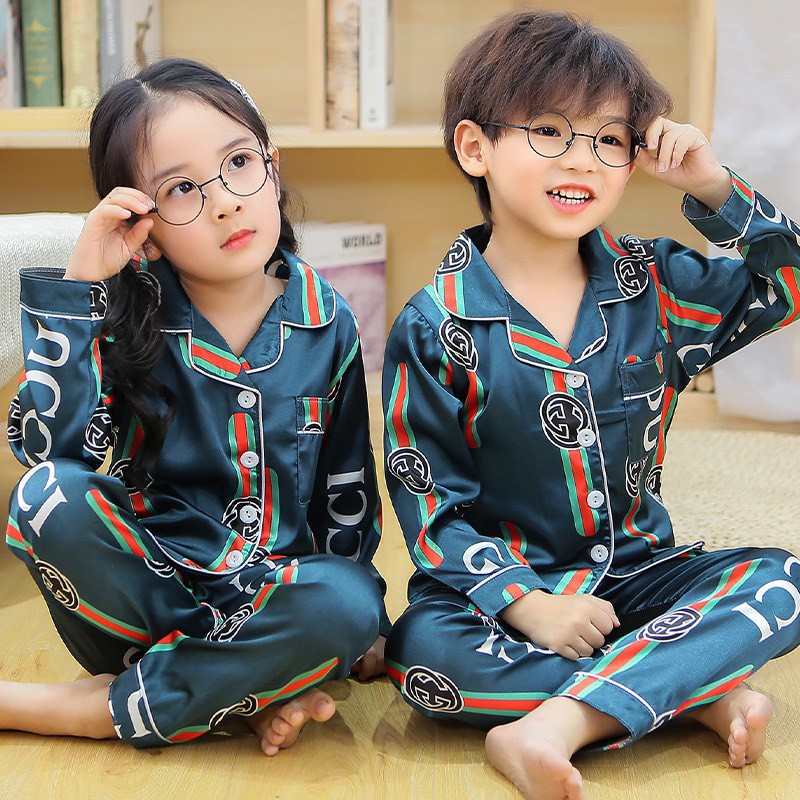 Đồ Ngủ Pijama Lụa Cho Bé Trai, Bé Gái Dài Tay In Hình Mickey, Bộ Đồ Ngủ Cho Bé Chất Lụa Cho Bé Từ 6-27kg