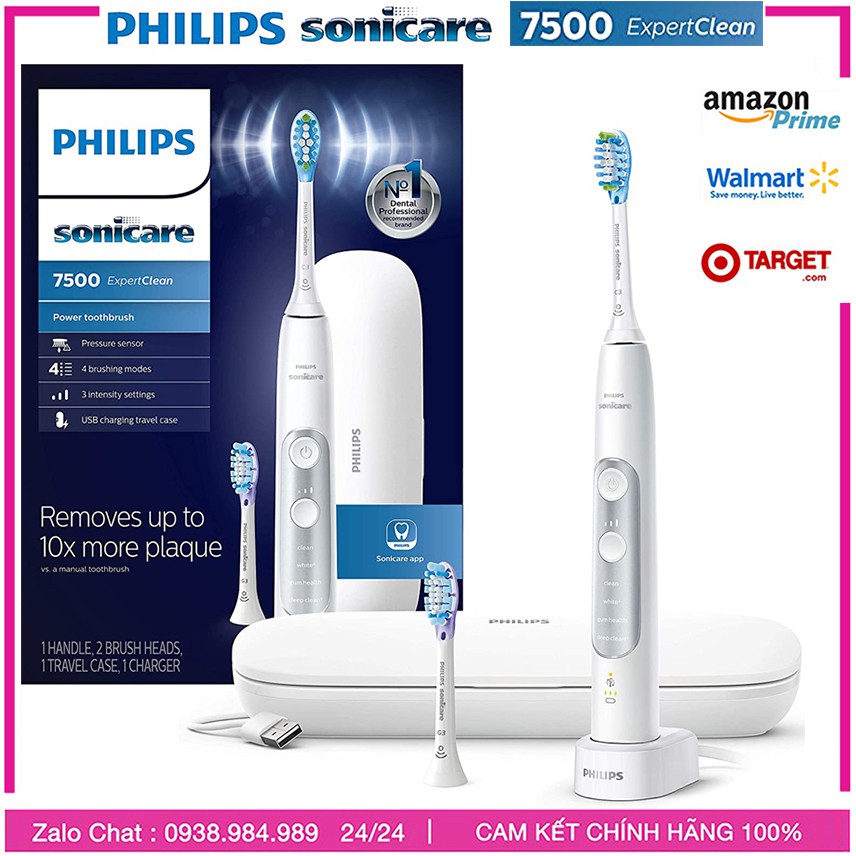 [Giá Sỉ] Bàn Chải Điện Philips Sonicare 7500 ExpertClean, 4 Chức năng Clean, White, Gum Health và DeepClean