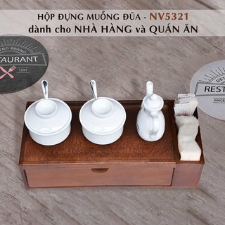 Hộp đựng đũa muỗng bằng gỗ cho nhà hàng hay quán ăn cao cấp Nhật Vy NV5321