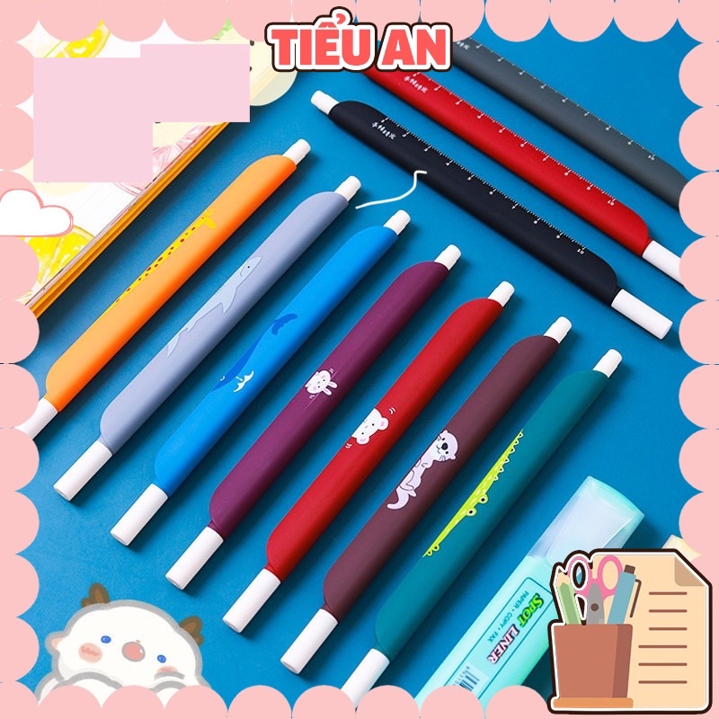 Bút/ Viết Ngòi Kim Nhiều Màu Hình Động Vật (có thể làm thước)