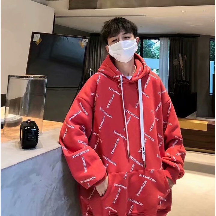 Áo Hoodie Dáng Rộng In Họa Tiết Đơn Giản Thời Trang Hong Kong Cho Nam