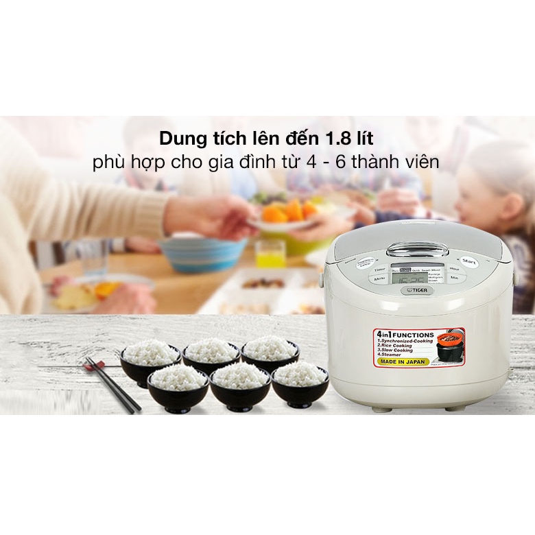 Nồi cơm điện tử 1,8 lít Tiger JAX-S18W 918W - Hàng chính hãng