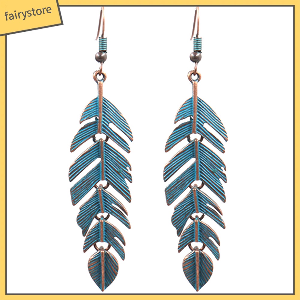 Bông Tai Dáng Dài Hình Chiếc Lá Phong Cách Bohemian Cho Nữ