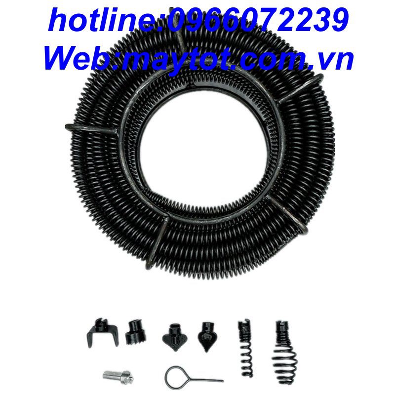 dây thông tắc cống lò xo phi 16 dùng cho máy khoan dài 6m (gồm 6m dây ,bộ 6 đầu thông ,1 đầu kết nối máy khoan)