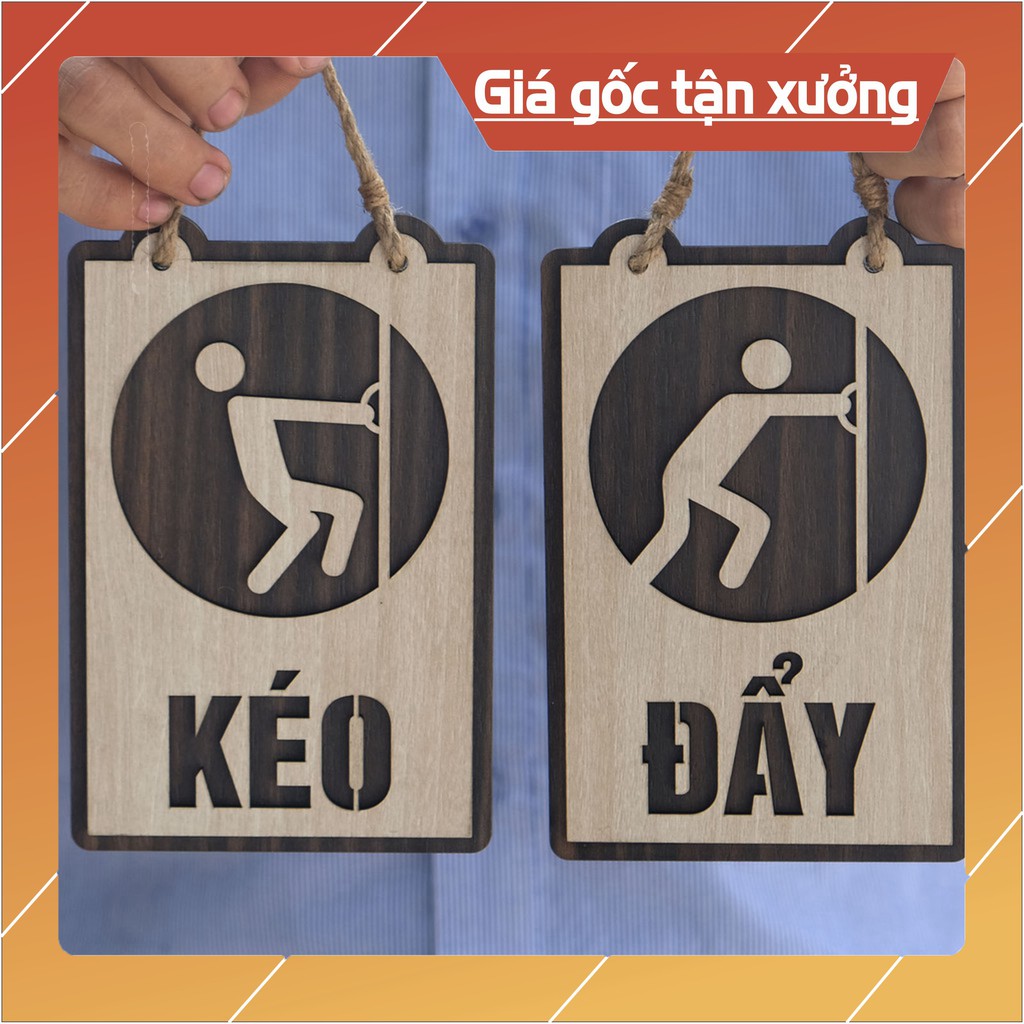 [#1 BÁN CHẠY] Bảng hướng dẫn Kéo đẩy treo cửa bằng gỗ cắt laser sử dụng trang trí shop, cửa hàng - Mẫu TP03