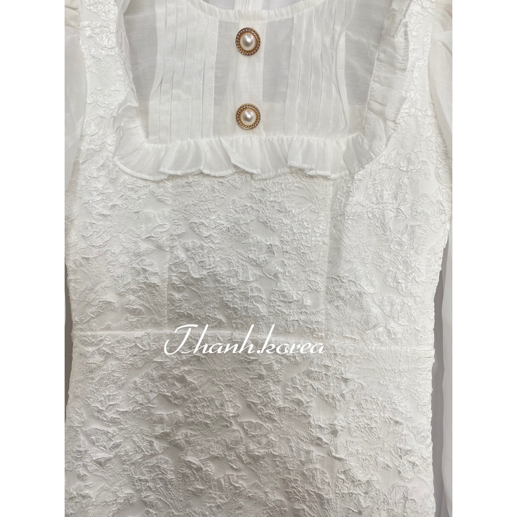 [Mẫu2021] Đầm trắng gấm dự tiệc nữ màu trắng dạo phố cực xinh, vải may loại 1 mã [NANY] New