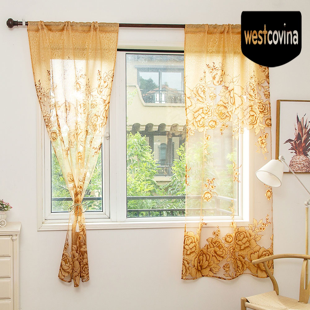 [Hot]☀ Rèm Cửa Vải Voan In Hoa Sang Trọng