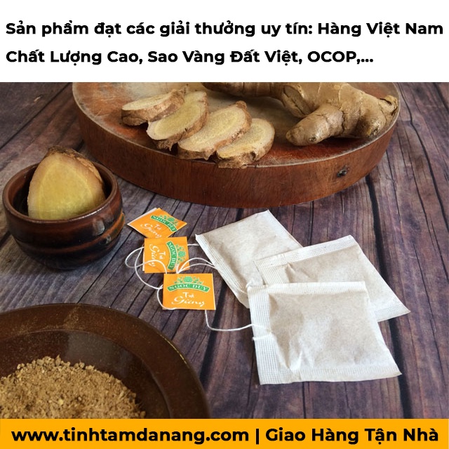 Trà gừng túi lọc Ngọc Duy hộp 30gr 15 túi lọc Tịnh Tâm mật ong tươi Hàn Quốc đường đỏ hòa tan