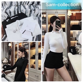 Áo thun cổ 3p cúc đồng dài tay nữ ☘️Áo cổ lọ cúc đồng☘️freeship