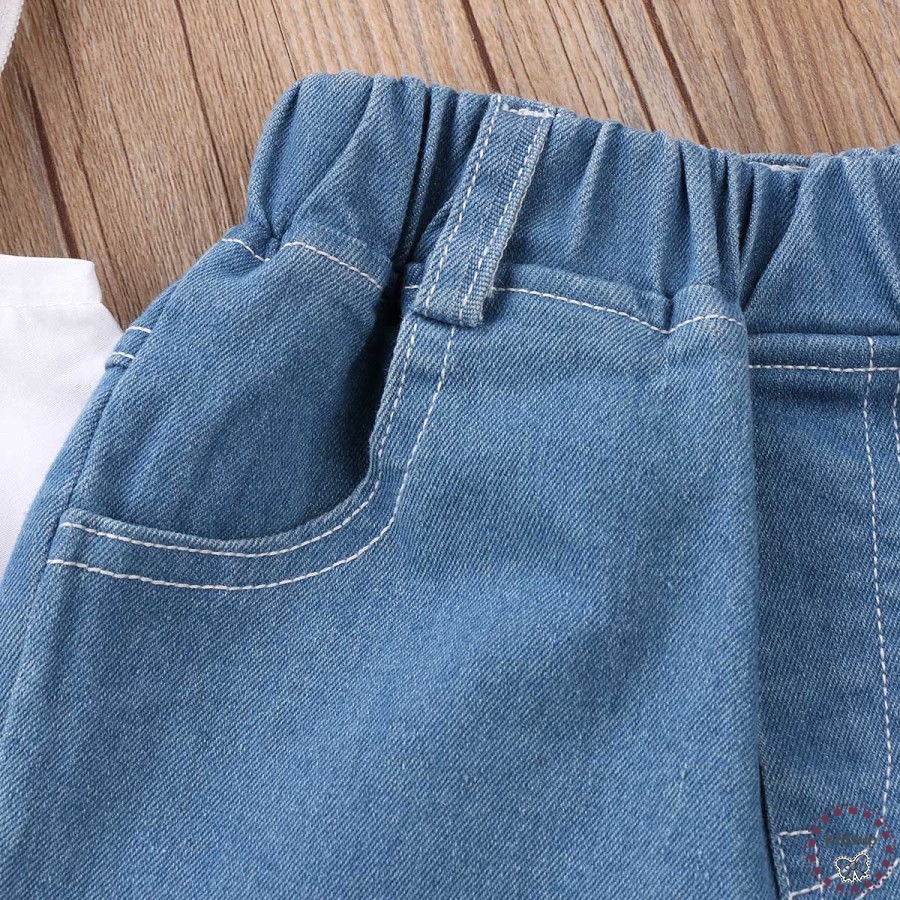 Set Áo Trễ Vai + Quần Jeans Cho Bé Gái