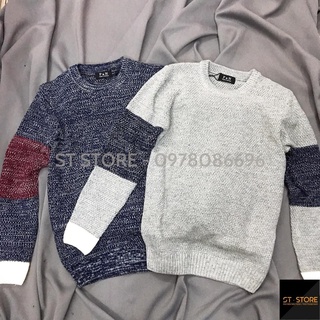 Áo len tiêu nam pha tay thời trang, Áo len nam cổ tròn dày dặn ST STORE