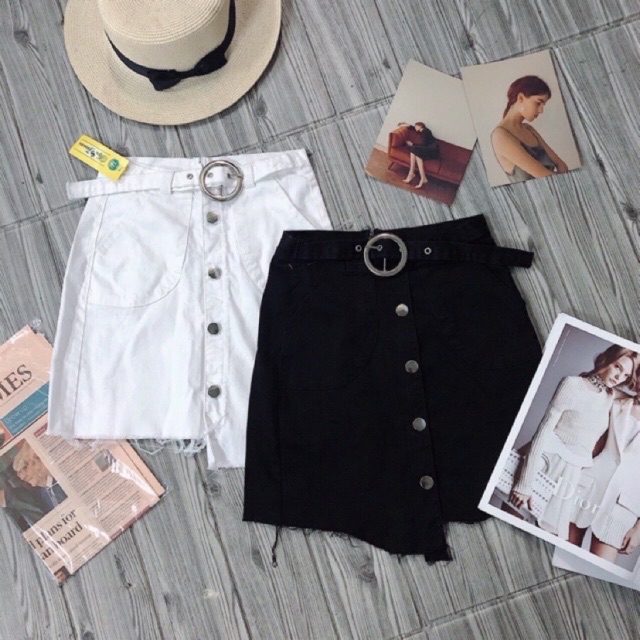 Chân váy kaki lệch tà phối nịt khoen bụng | BigBuy360 - bigbuy360.vn