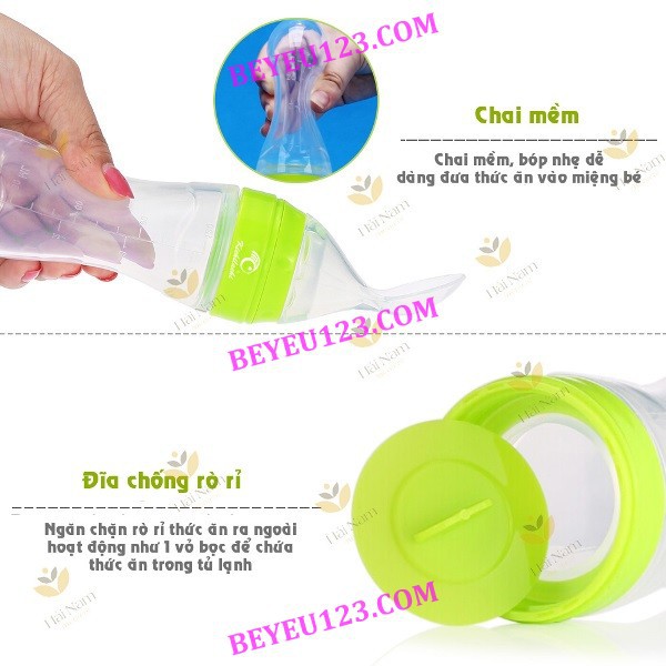 - Bình thìa silicone mềm ăn bột , cháo cho bé GB BABY (Công nghệ Hàn Quốc)