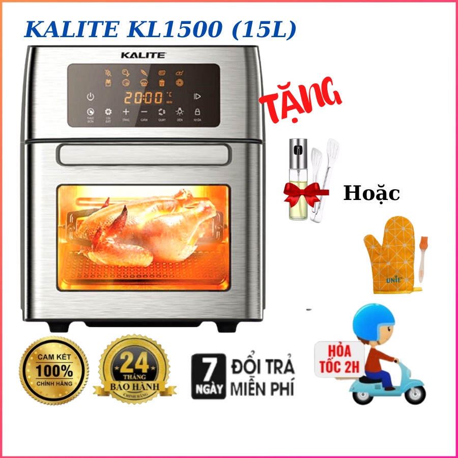 Nồi chiên không dầu kalite KL1500, bếp chiên không dầu 15L, nồi chiên gà nguyên con, chính hãng kalite