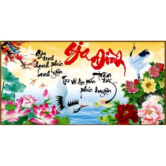 Tranh thêu chữ thập gia đình LV3279 (63*37cm)
