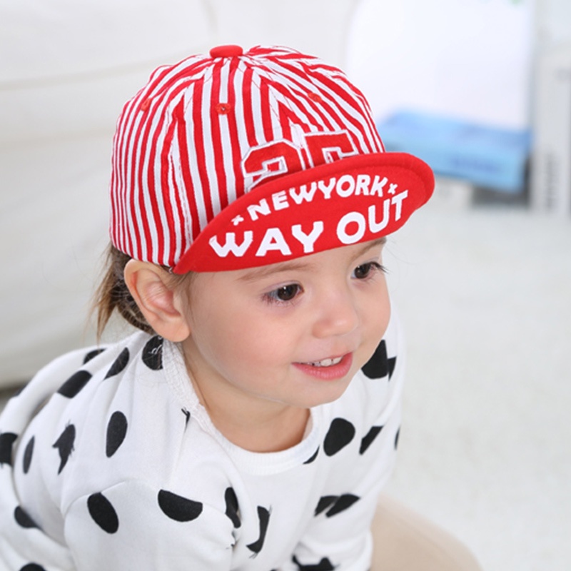 Mũ Lưỡi Trai Cotton Kẻ Sọc Mềm Mại Thêu Chữ Số Cho Bé