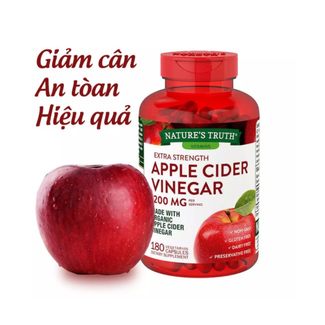 Viên uống giấm táo Apple Cider Vinegar 1200mg - Giúp giảm cân, đẹp da, detox cơ thể nhanh chóng an toàn hiệu quả