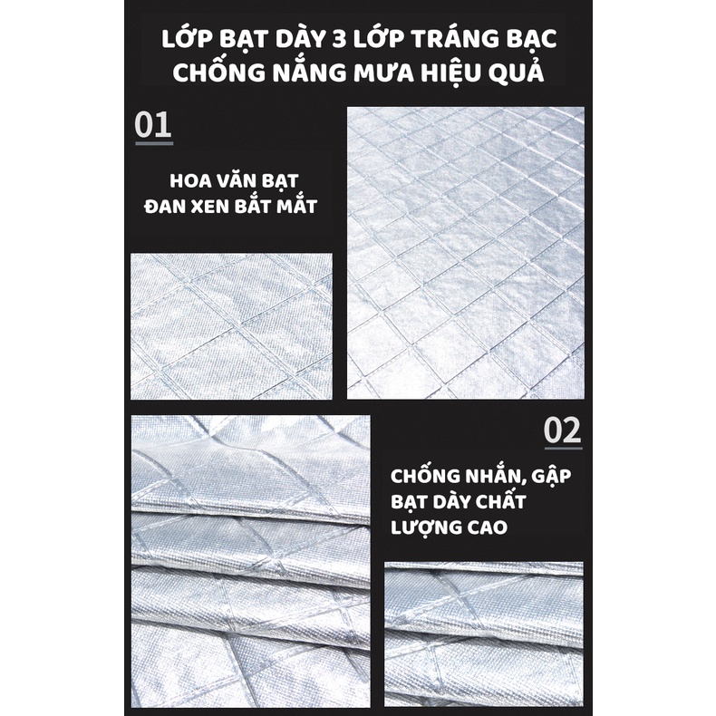 [TẶNG 5 VIÊN SỦI] Bạt phủ ô tô 4 5 7 chỗ chống nóng nắng mưa 3 lớp cao cấp (Tặng 5 viên Sủi rửa kính ô tô khi mua bạt) | BigBuy360 - bigbuy360.vn