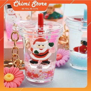 Móc khóa dễ thương Chimi PK013 thiết kế hình ly trà sữa chủ đề Noel nhiều mẫu