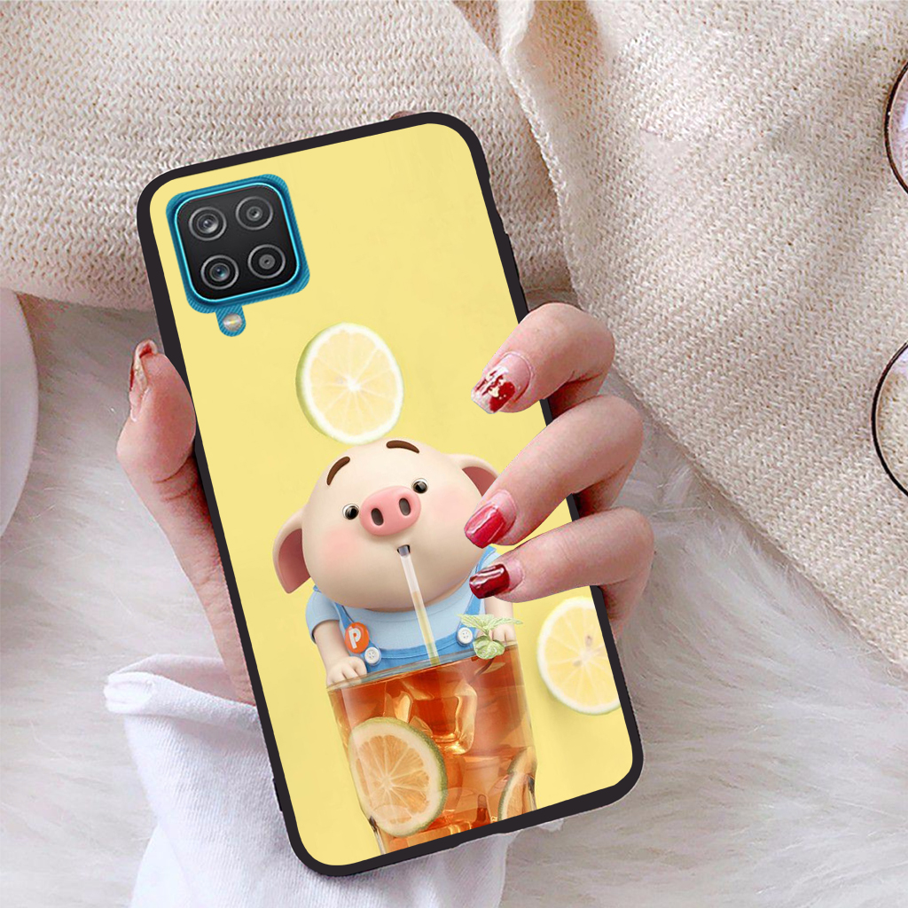 Ốp lưng Samsung Galaxy A12 viền dẻo TPU BST Heo Con