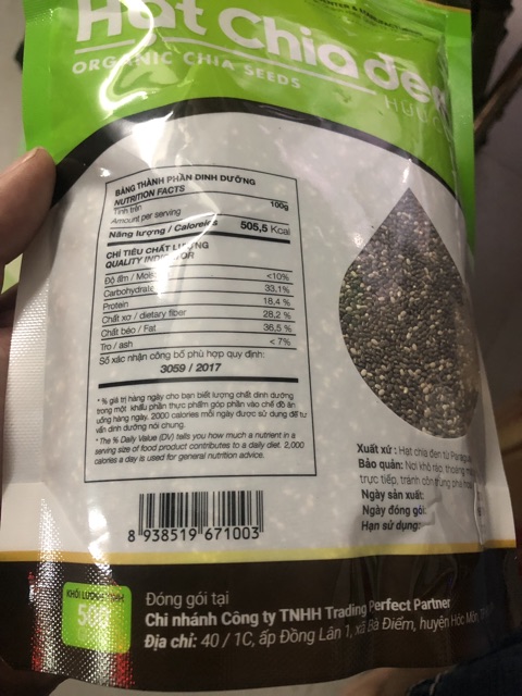 Hạt Chia Đen Hưu Cơ