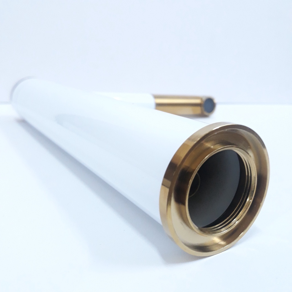 Vòi lavabo nóng lạnh bằng đồng hình trụ tròn 30cm sơn tĩnh điện Trắng Vàng cao cấp