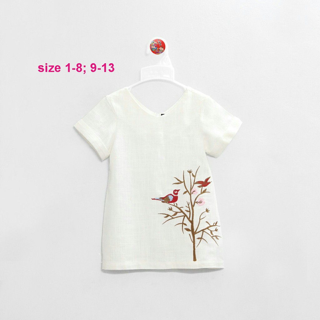 Đầm suông linen thêu cây size 1-8,9-13