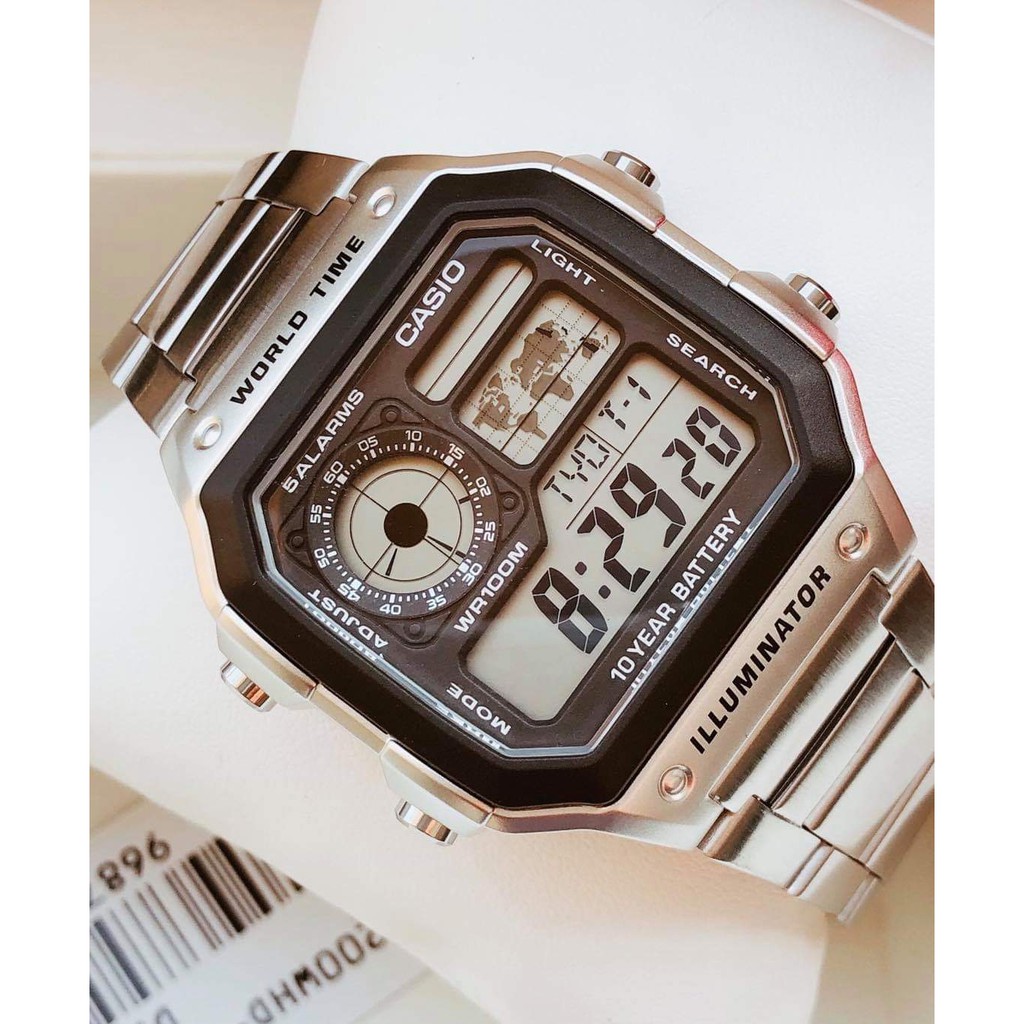 Đồng hồ Nam Casio AE-1200WHD-1AV dây thép không gỉ, chống nước tuyệt đối - Máy pin( tuổi thọ 10 năm)